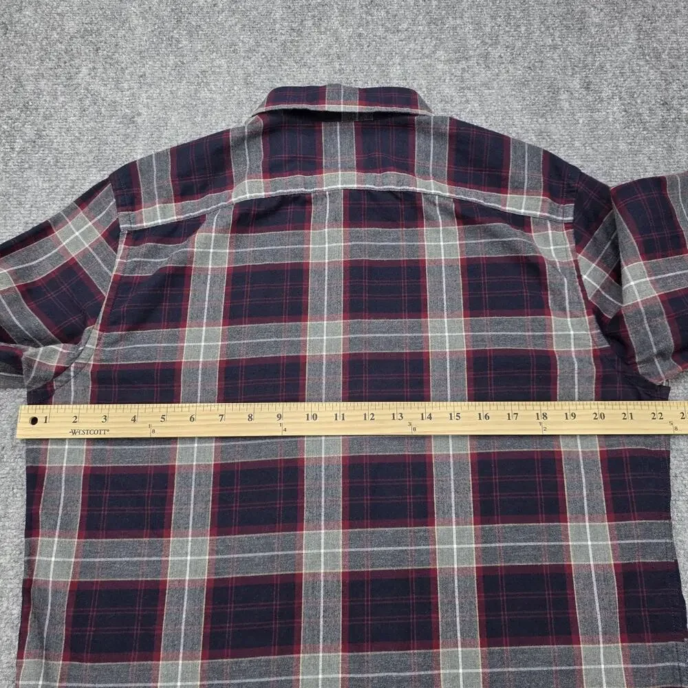 UNTUCKit Shirt Mens Large Red Navy Plaid Alentejo Slim Fit Cotton Button Down